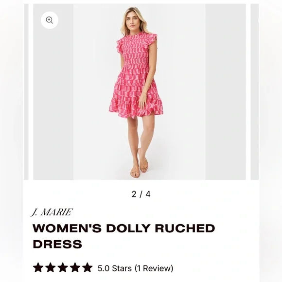 J. Marie| Dolly Ruched Dress Pink Ruffle Dress - Picture 9 of 9